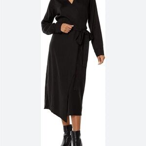 Monrow Linen Black Wrap Dress in size small